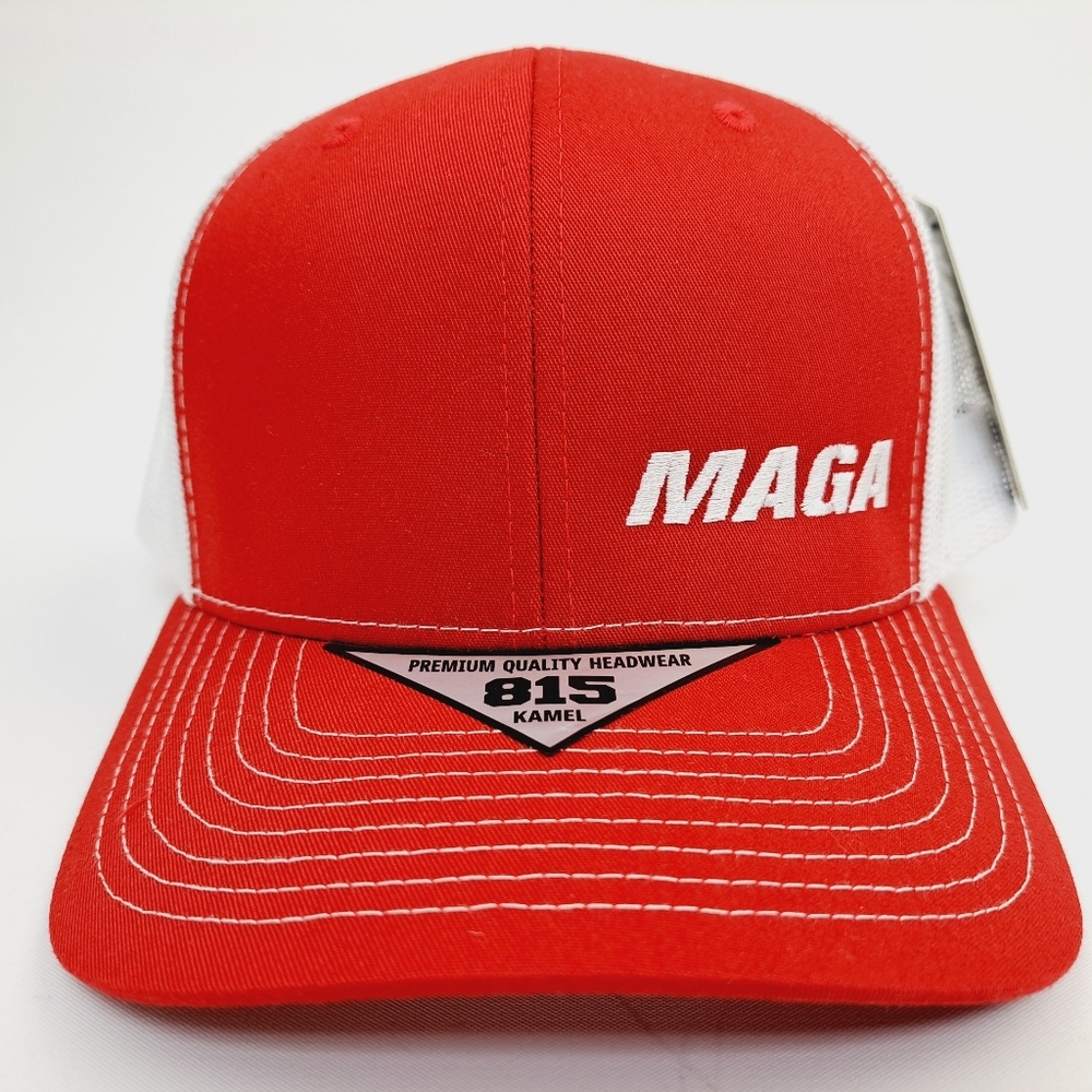 MAGA Trump 2024 Trucker Mesh Snapback Cap Hat Red